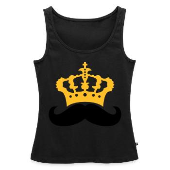 souverain roi couronne prince mustache moustachu - Débardeur bio Premium Femme - noir - Devant - AI Model Female 172 light (172cm)