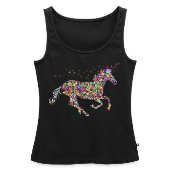 Licorne arc-en-ciel - Débardeur bio Premium Femme - noir - Devant - AI Model Female 172 light (172cm)