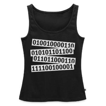 Binary Code Program Language - Women’s Premium Organic Tank top - black - Front - AI Model Female 172 light (172cm)