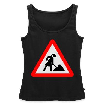 Woman on Building Site - Women’s Premium Organic Tank top - black - Front - AI Model Female 172 light (172cm)