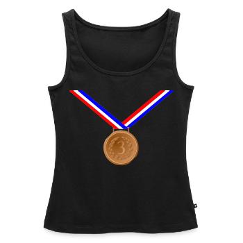 Médaille de bronze 3ème - Débardeur bio Premium Femme - noir - Devant - AI Model Female 172 light (172cm)