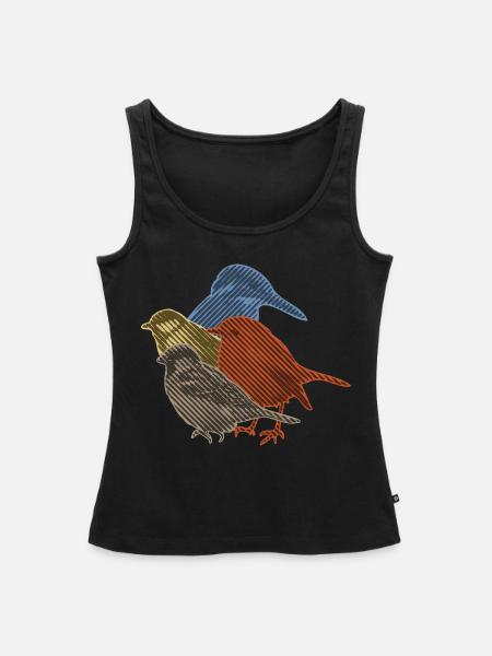 Vogel-Sammlung in Linie Kunst - Frauen Premium Organic Tank Top - Schwarz