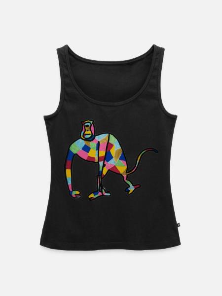 Bunter Affe - Frauen Premium Organic Tank Top - Schwarz