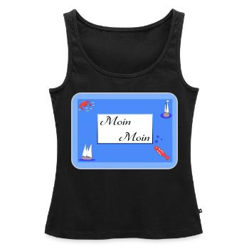 Moin Moin - Frauen Premium Organic Tank Top - Schwarz - Vorne - AI Model Female 172 light (172cm)