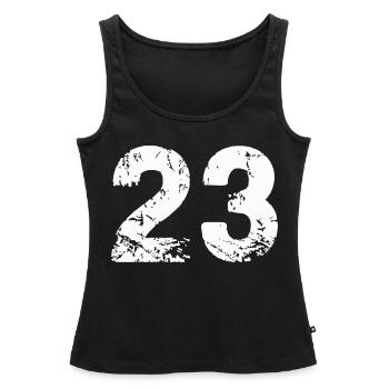23 - Débardeur bio Premium Femme - noir - Devant - AI Model Female 172 light (172cm)