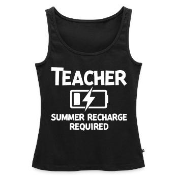 Recharge d’été pour les enseignants - Débardeur bio Premium Femme - noir - Devant - AI Model Female 172 light (172cm)