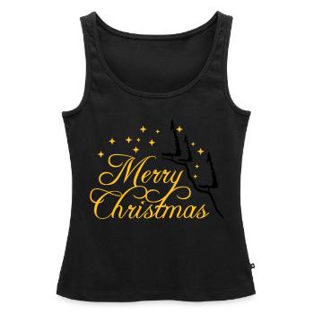 sapin montagne sapin étoiles nuit joyeux christma - Débardeur bio Premium Femme - noir - Devant - AI Model Female 172 light (172cm)