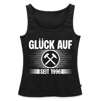 Glueck auf seit 1996 - Frauen Premium Organic Tank Top - Schwarz - Vorne - AI Model Female 172 light (172cm)