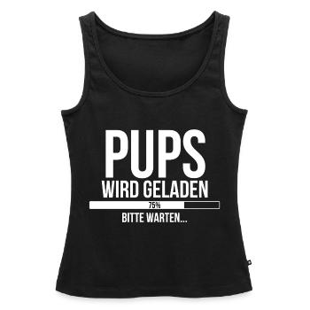 Pups wird geladen bitte warten - Frauen Premium Organic Tank Top - Schwarz - Vorne - AI Model Female 172 light (172cm)