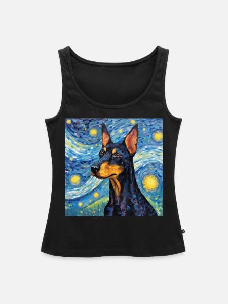 Dobermann Sternennacht - Frauen Premium Organic Tank Top - Schwarz