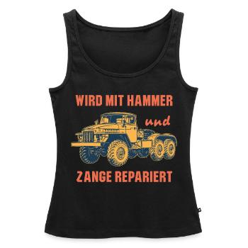 Wird mit hammer und zange repariert URAL Lastwagen - Frauen Premium Organic Tank Top - Schwarz - Vorne - AI Model Female 172 light (172cm)