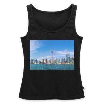 Vue panoramique sur les toits de Toronto Ontario Canada - Débardeur bio Premium Femme - noir - Devant - AI Model Female 172 light (172cm)