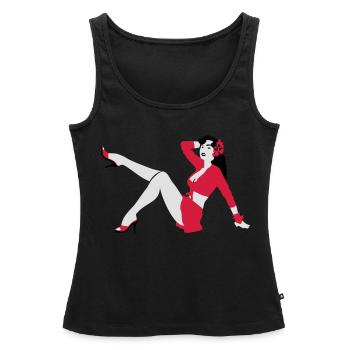 Pin-up de style rétro - Débardeur bio Premium Femme - noir - Devant - AI Model Female 172 light (172cm)