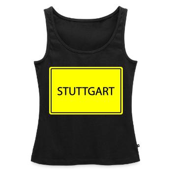 Panneau de signalisation Stuttgart - Débardeur bio Premium Femme - noir - Devant - AI Model Female 172 light (172cm)