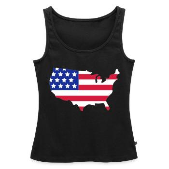 Stars and Stripes of USA, United States of America - Débardeur bio Premium Femme - noir - Devant - AI Model Female 172 light (172cm)