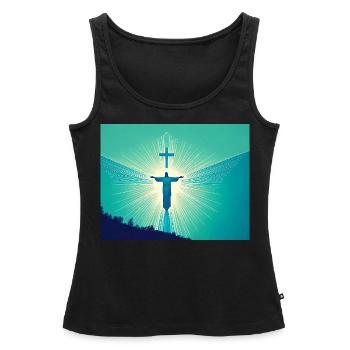 Le Christ, le Souverain de toute la création - Débardeur bio Premium Femme - noir - Devant - AI Model Female 172 light (172cm)