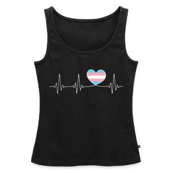 Transgenre Battements de coeur Pride Month CSD - Débardeur bio Premium Femme - noir - Devant - AI Model Female 172 light (172cm)