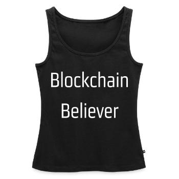 Blockchain believer - Women’s Premium Organic Tank top - black - Front - AI Model Female 172 light (172cm)