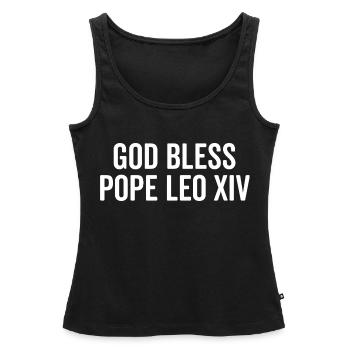 Que Dieu bénisse le pape Léon XIV - Débardeur bio Premium Femme - noir - Devant - AI Model Female 172 light (172cm)
