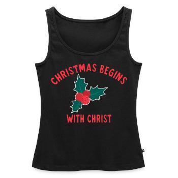 Christmas Begins With Christ branche de gui - Débardeur bio Premium Femme - noir - Devant - AI Model Female 172 light (172cm)