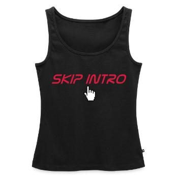 skip intro - Débardeur bio Premium Femme - noir - Devant - AI Model Female 172 light (172cm)