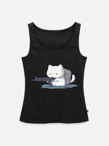 PewPew Kitty - Frauen Premium Organic Tank Top - Schwarz
