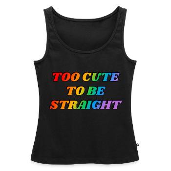Trop mignon pour être hétéro - LGBTQ humour drôle - Débardeur bio Premium Femme - noir - Devant - AI Model Female 172 light (172cm)