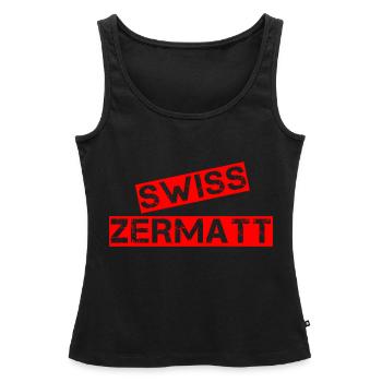 Zermatt en texte vintage Suisse - Débardeur bio Premium Femme - noir - Devant - AI Model Female 172 light (172cm)