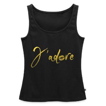 j'adore kiss gold - Débardeur bio Premium Femme - noir - Devant - AI Model Female 172 light (172cm)