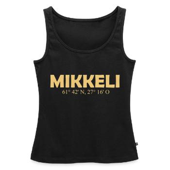 Mikkeli - Finlande - Coordonnées - Longitude - Débardeur bio Premium Femme - noir - Devant - AI Model Female 172 light (172cm)