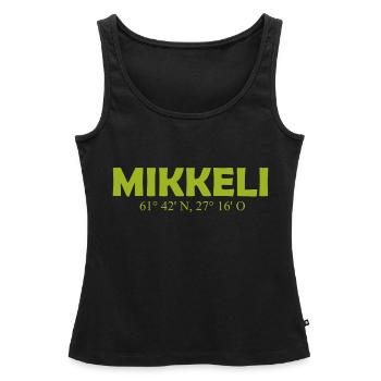 Mikkeli - Finlande - Coordonnées - Longitude - Débardeur bio Premium Femme - noir - Devant - AI Model Female 172 light (172cm)