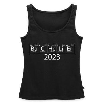 Baccalauréat 2023 Bachelier félicitation BAC - Débardeur bio Premium Femme - noir - Devant - AI Model Female 172 light (172cm)