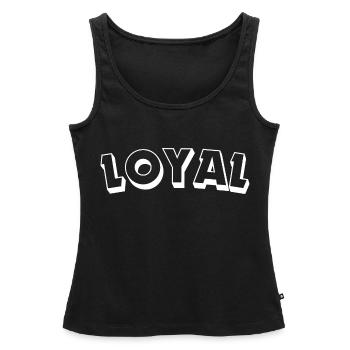 Loyauté loyale - Débardeur bio Premium Femme - noir - Devant - AI Model Female 172 light (172cm)