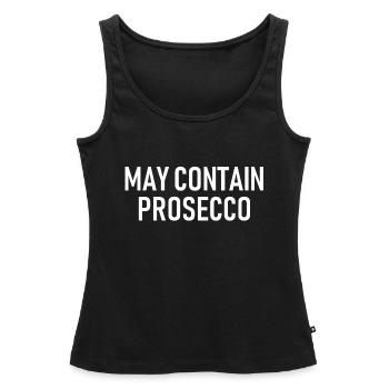 May contain Prosecco - Alkohol - Frauen Premium Organic Tank Top - Schwarz - Vorne - AI Model Female 172 light (172cm)