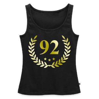 92 Number wreath - Women’s Premium Organic Tank top - black - Front - AI Model Female 172 light (172cm)
