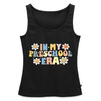 In meiner Vorschulzeit - Frauen Premium Organic Tank Top - Schwarz - Vorne - AI Model Female 172 light (172cm)
