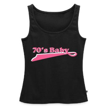 Année 70 baby - Débardeur bio Premium Femme - noir - Devant - AI Model Female 172 light (172cm)