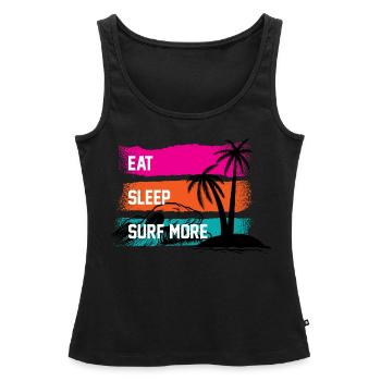 Surfen Schlafen wieder surfen - Frauen Premium Organic Tank Top - Schwarz - Vorne - AI Model Female 172 light (172cm)