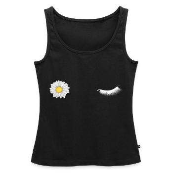 clin d'œil camomille - Débardeur bio Premium Femme - noir - Devant - AI Model Female 172 light (172cm)