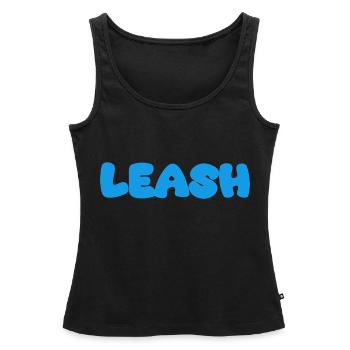 Nom de la laisse Bleu - Débardeur bio Premium Femme - noir - Devant - AI Model Female 172 light (172cm)