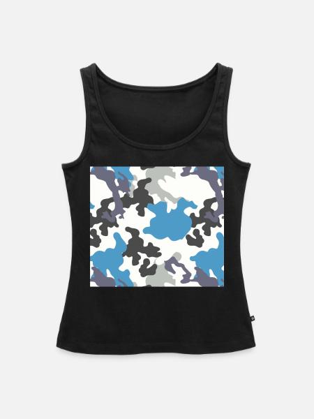 Camouflage Blau Muster - Frauen Premium Organic Tank Top - Schwarz