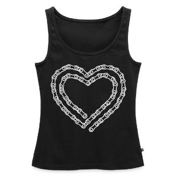Love to Bike Bicycle Chain Changement de couleur du cœur - Débardeur bio Premium Femme - noir - Devant - AI Model Female 172 light (172cm)
