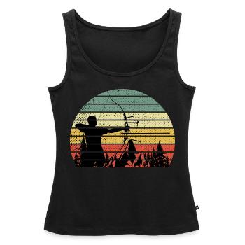 Vintage Bogen Schießen Pfeil und Bogen - Frauen Premium Organic Tank Top - Schwarz - Vorne - AI Model Female 172 light (172cm)