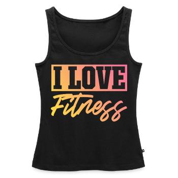 I love fitness - Women’s Premium Organic Tank top - black - Front - AI Model Female 172 light (172cm)