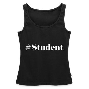 #Student Logo White - Women’s Premium Organic Tank top - black - Front - AI Model Female 172 light (172cm)