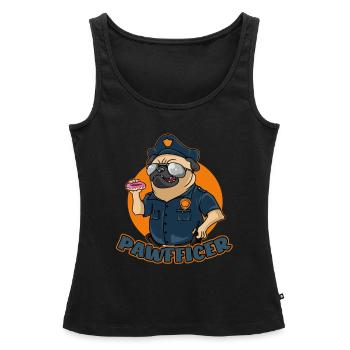 Pawfficer Le donut chien policier - Débardeur bio Premium Femme - noir - Devant - AI Model Female 172 light (172cm)