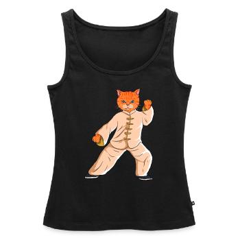 Professeur de Tai Chi Tai Chi Chat - Débardeur bio Premium Femme - noir - Devant - AI Model Female 172 light (172cm)