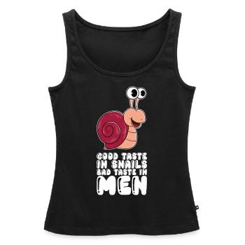 Bon goût dans les escargots Mauvais goût chez les hommes - Débardeur bio Premium Femme - noir - Devant - AI Model Female 172 light (172cm)