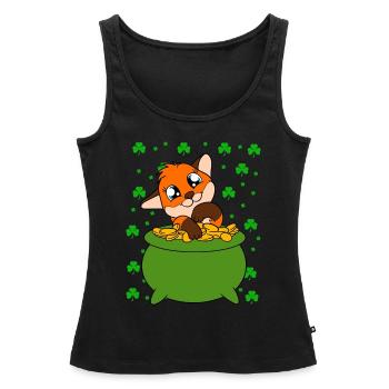 Mignon trèfle renard Saint-Patrick - Débardeur bio Premium Femme - noir - Devant - AI Model Female 172 light (172cm)