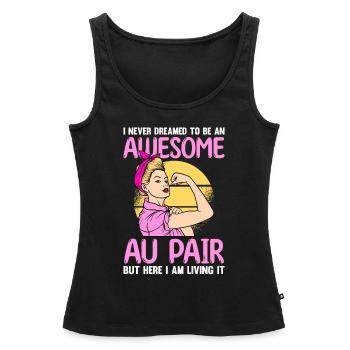 Au Pair Fille Maternelle Nounou - Débardeur bio Premium Femme - noir - Devant - AI Model Female 172 light (172cm)